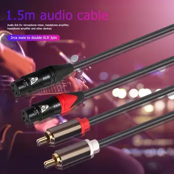 

Hot Sale Audio Cables Classic Delicate Texture 1.5m 4.9ft Dual RCA Male Plug to Dual XLR 3Pin Female Audio Signal Patch Cable