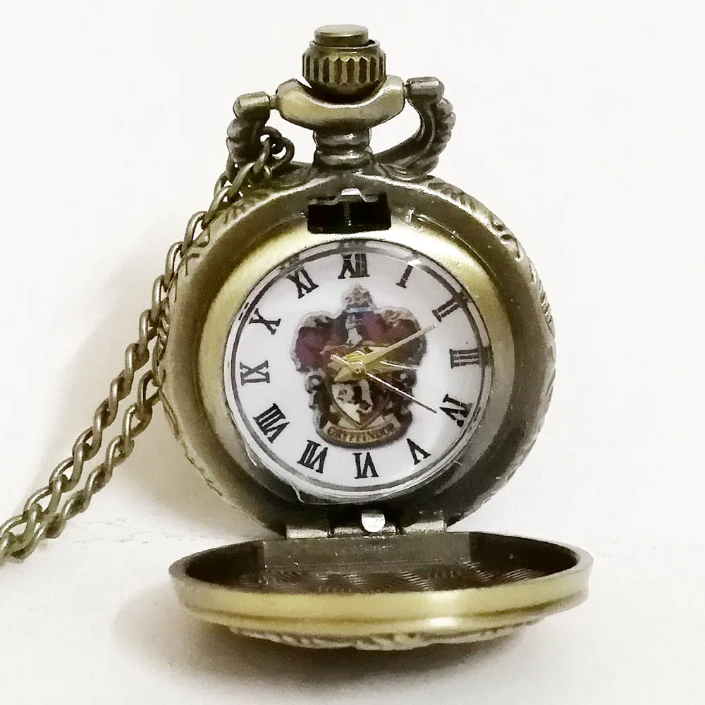 Small Bronze Lion 11 Черный hp Гриффиндор Хогвартс школьный Лев черный цвет циферблат кварцевые карманные часы аналоговый кулон ожерелье Мужские Женские часы - Цвет: Small Bronze Lion 11