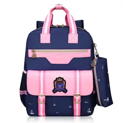 Нейлон + искусственная кожа водонепроницаемые детские школьные Детская сумка-рюкзак от бренда mochila escolar bolso для учеников, для мальчиков и