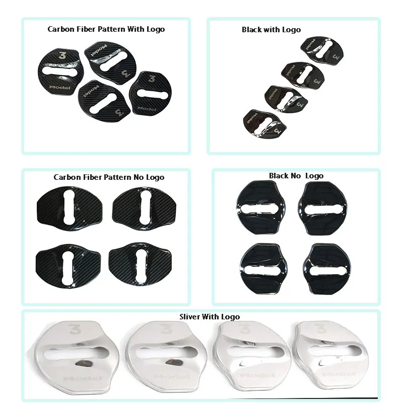 

For Tesla Model 3 Car Door Lock Protection Cover Trim 3M Sticker 4Pcs