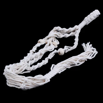 

New Macrame Plant Hangers Indoor Outdoor Hanging Planter Basket Cotton Rope With Beads 4 Legs 90Cm