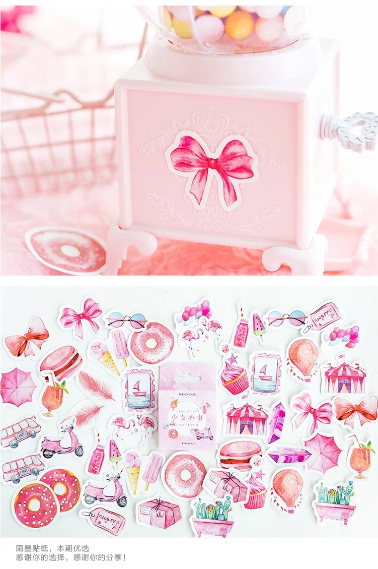 DIY* коробка милые наклейки Скрапбукинг этикетка Японский Корейский дневник бумага путешествия Lifelog девушка розовые наклейки