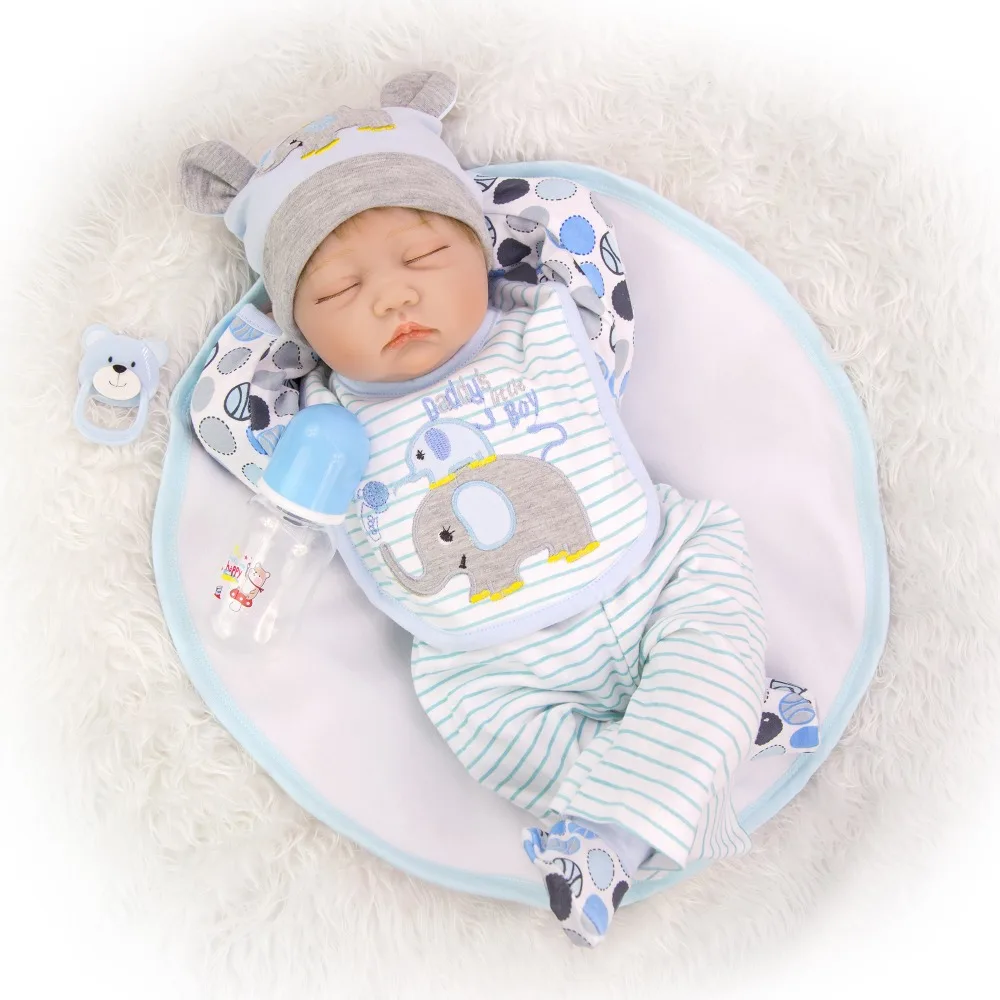 

Bebe Reborn Doll Sleeping boy newborn baby silicone dolls toys for children gift 22 inch