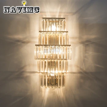 

Modern Crystal LED Wall Lamp for Bedroom Bedside Led Lights Wireless for Living Room Lighting