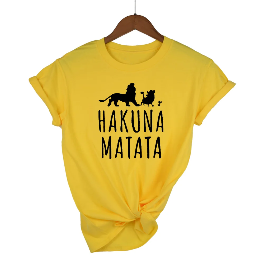 2019 Акуна Матата с принтом букв Футболка прямого кроя Homme Летняя женская футболка