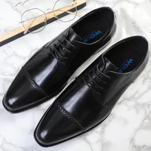 2019 New Men'S Genuine Leather Shoes High Quality Formal Shoes Casual Lace-up First Layer Leather Italian Dress Shoes
