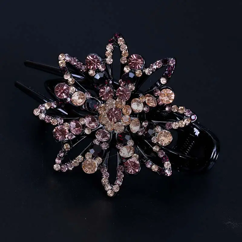 Champagne purple F Корейская мода заколка для волос с кристаллами женские заколки для волос топ боковой зажим Стразы зажим «утиный клюв» ювелирные изделия для волос девушка аксессуары для волос - Цвет: Champagne purple F