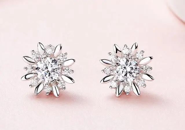 

UXN78 925 Silver Zircon Girls Earrings Festival Wedding Matching Decorative Gifts