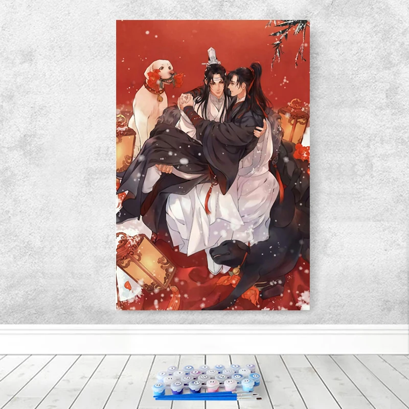 Краски по номерам художественная живопись по номерам произведение искусства Китайский мультфильм аниме персонаж Шевалье Мужчины Красивый человек стены домашний декор - Цвет: 59581