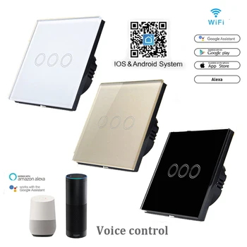 

Smart Touch Switch Light Switch Panel Wall interruptor wifi light switch 110V 220V 240V 1 2 3 gang Work with Alexa Google Home