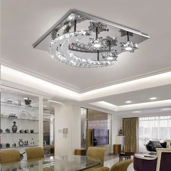

Romantic Star Moon LED Crystal Ceiling Light Wedding Living Room Lighting Surface Mounted Fixture Children's Room Bedroom Lamp