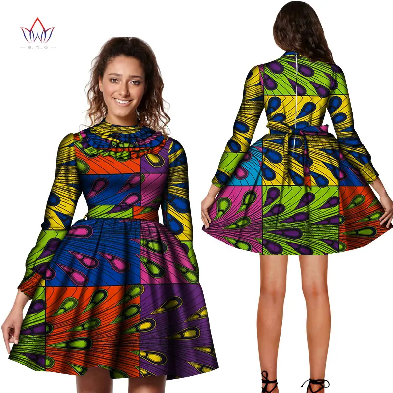 

Africa Dresses For Women Dashiki Plus Size Fluffy Dress for Girl O-neck Long Sleeve Africa Style Clothing for Lady WY7470