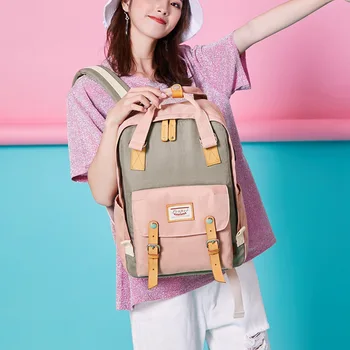 

Girls Knapsack Backpack School-Bags Women New Embossed First-Layer Rose-Pattern