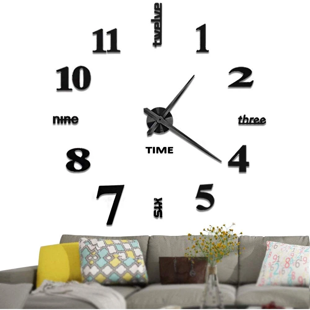 

40*40cm DIY 3D Mirror Surface Large Number Wall Clock Sticker Home Office Decor Mirror Living Room Art Design Wall Clock