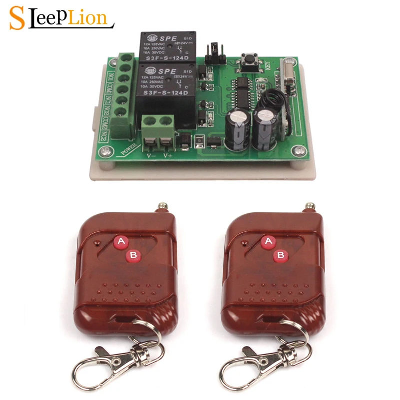 

Sleeplion 24V 2CH 433MHz Wireless Remote Switch Relay Module 24V 2 Channel Remote Control Switch Transmitter 315MHz/433MHz