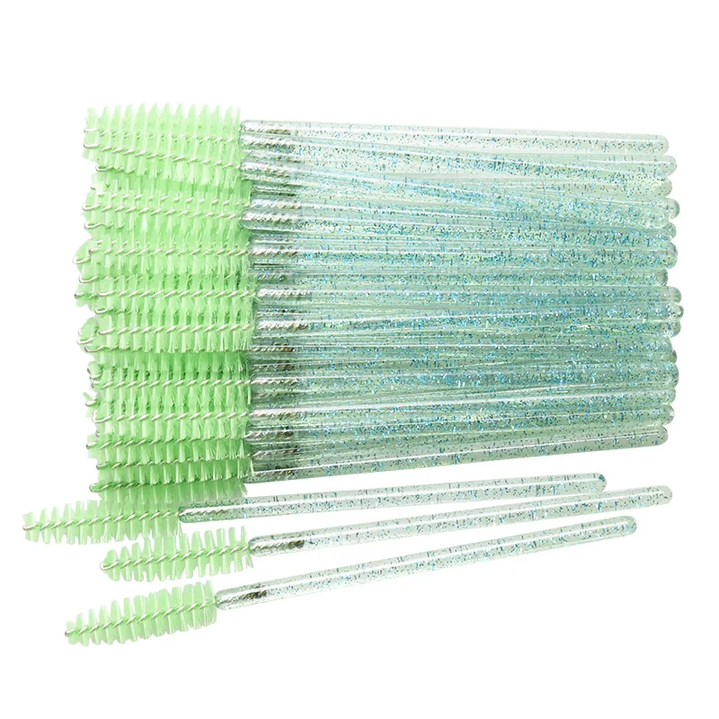 50 pcs Cosmetic Eyelash Brush Crystal Mascara Wands Applicator Diamond Eyelashes brushes Disposable Make Up brushes Tools