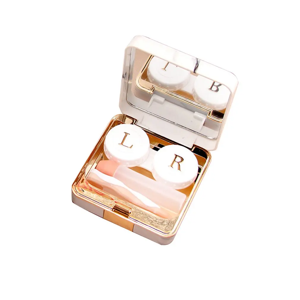 

Plating Marble Contact Lens Case Beauty Box Invisible Mirror Box Companion Box Glasses Case Portable