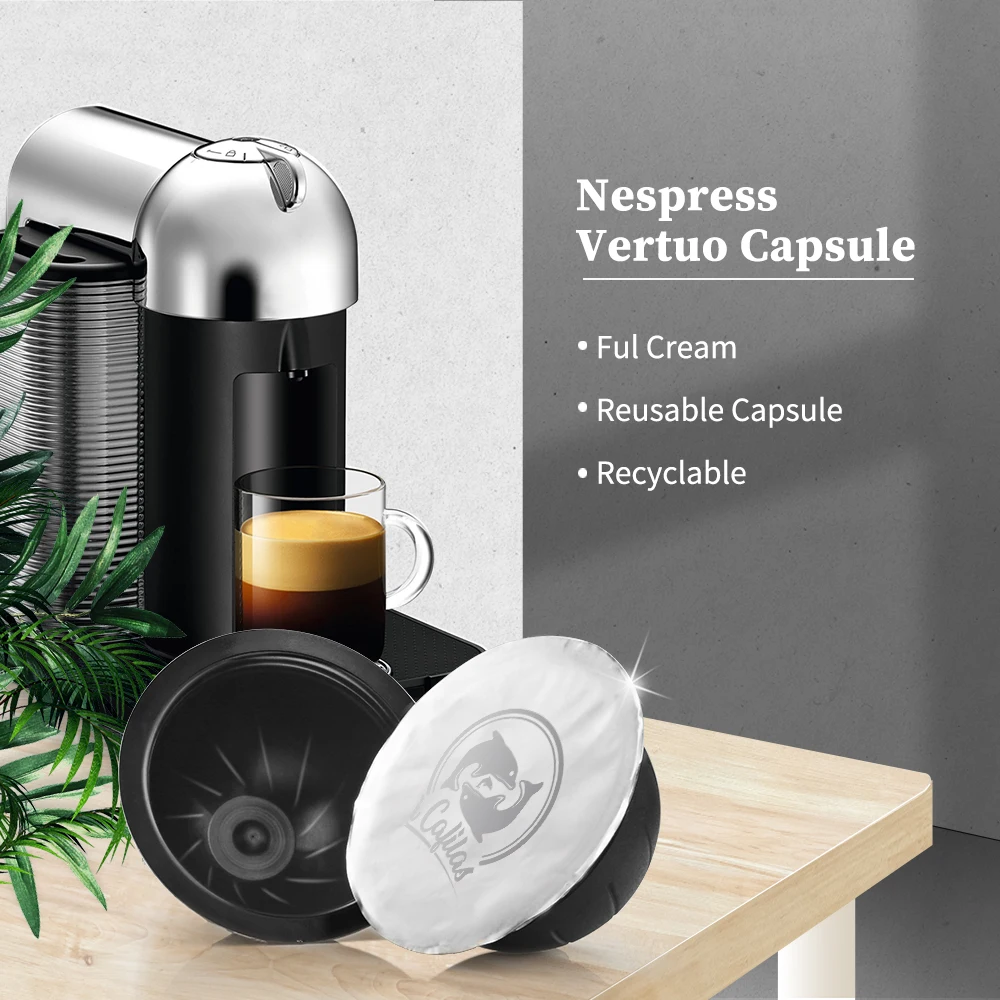 Supporto Per Cialde Di Caffè Riutilizzabile Vertuo Coffee Capsule Con Coperchio Con Guarnizioni In Foglio Di Alluminio Compatibile Con Nespresso Vertu