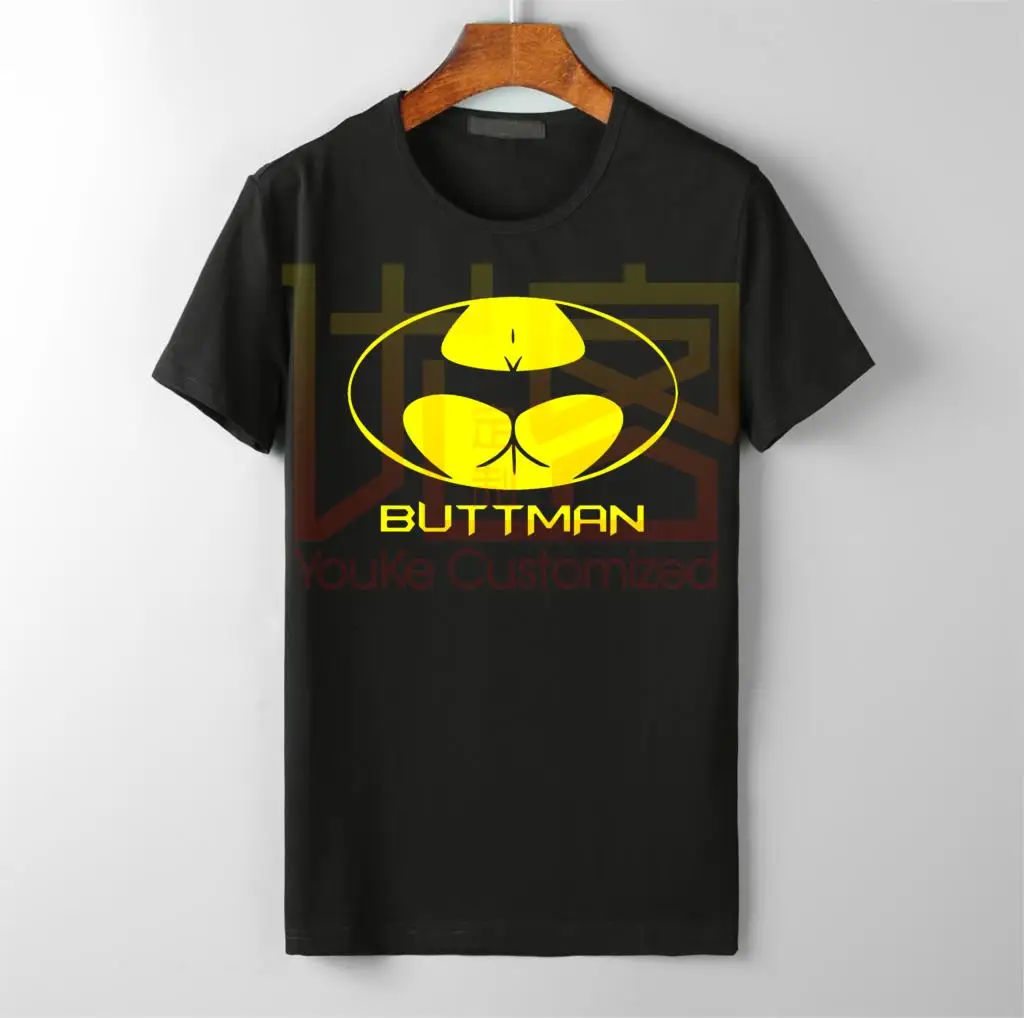 Забавная футболка с супергероем buttman Мужская круглым вырезом 100% хлопок принт на