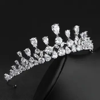 

Wedding Hair Accessories Cubic Zirconia Tiaras and Crowns Zircon CZ Diadem Evening Dress Headbands For Bride Bridal Jewelry