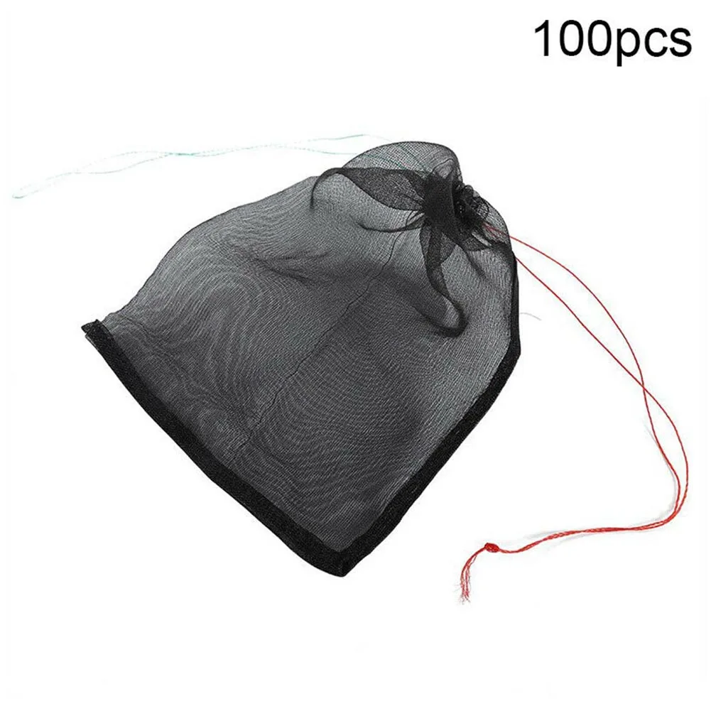Double Ropes 100 шт садовые сетчатые сумки, сельскохозяйственные с шнурком, защита от насекомых, защита фруктов, против птиц, многоразовые нейлоновые сетки для замачивания семян - Цвет: Double Ropes
