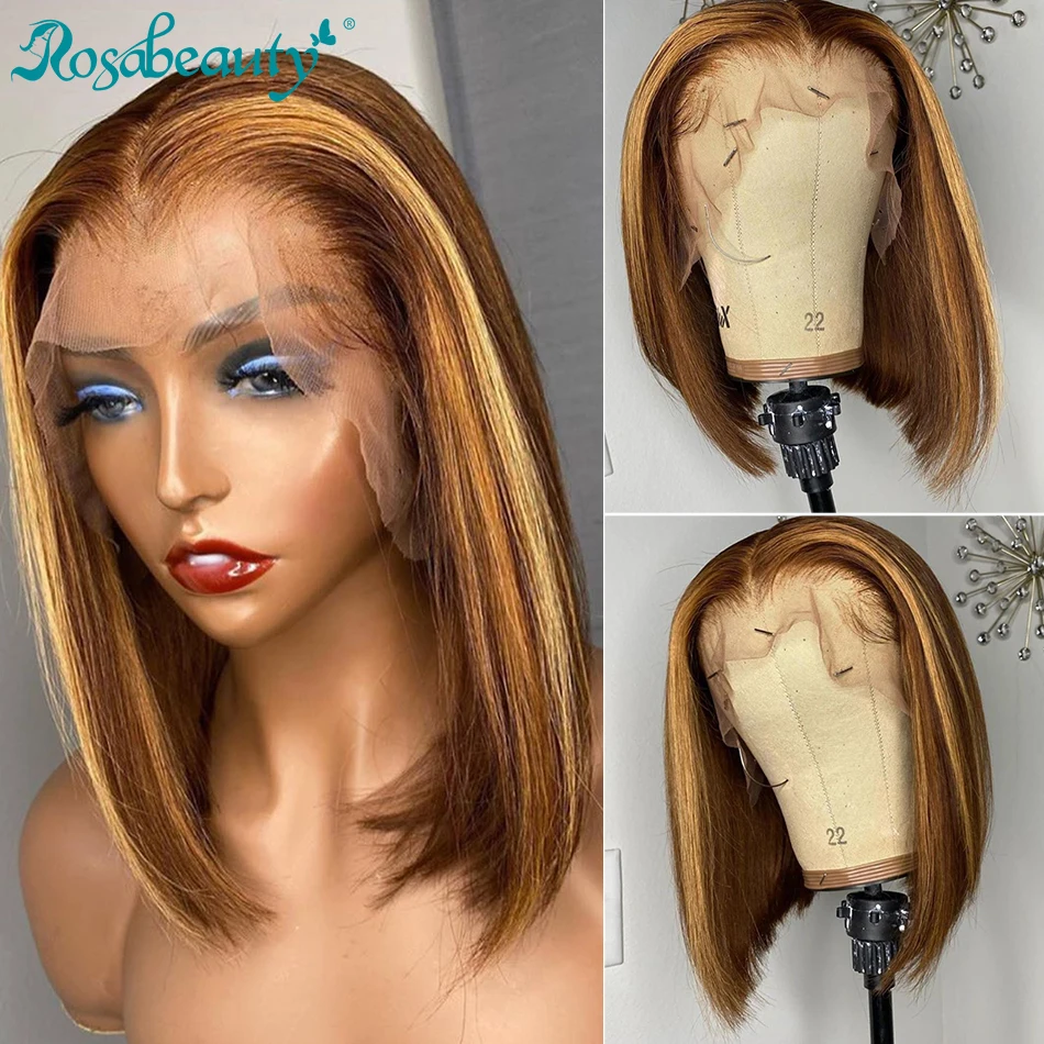 

Rosabeauty Human Hair Wig Straight 13x6 Orange Color Lace Front Human Hair Wig Pre Plucked Colored Human Hair Wigs Remy Bob Wigs