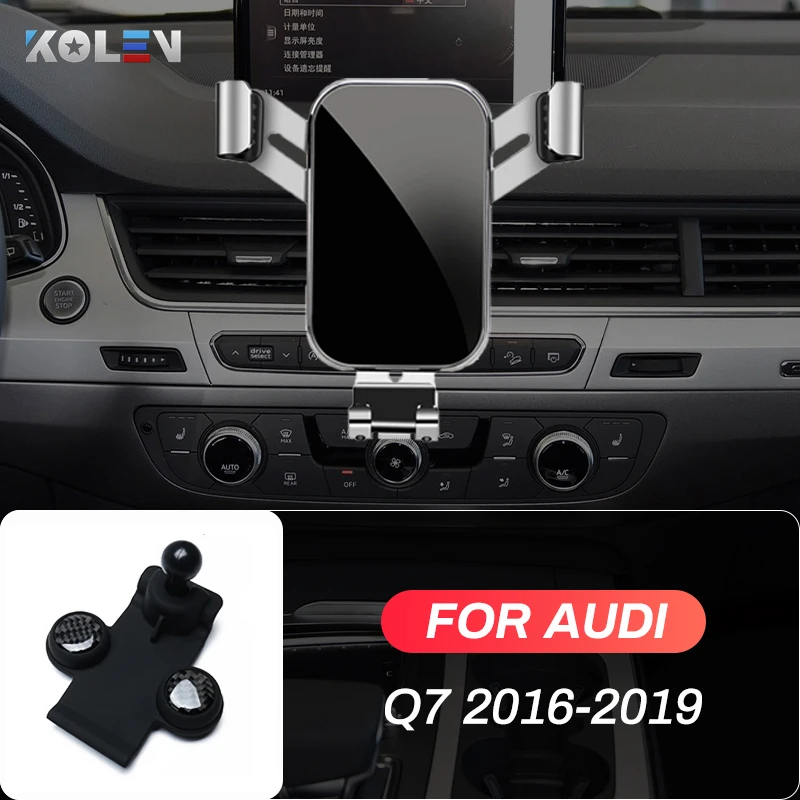 Car Mobile Phone Holder For Audi Q7 2016 2017 2018 Gravity Stand GPS Special Mount Support Navigation Bracket Accessories