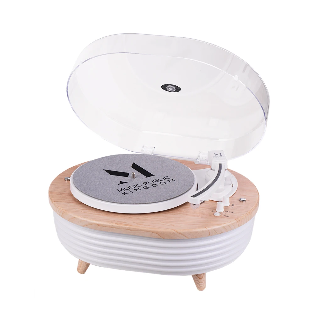 Colorful Lighting Record Player 2-speed(33/45 RPM) BT Turntable Built-in Stereo Speaker with Volume Control RCA Output - Цвет: Light Wood Color