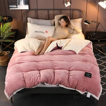 

1Pcs Twin/King size thickening warm Duvet Cover home Luxury Printed Flannel Bei Bei Velvet Winter Double faced Duvet Cover