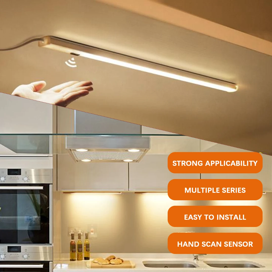 Luz LED inteligente para debajo del armario, lámpara de tubo con Sensor de mano para iluminación interior de dormitorio y armario, con interruptor de manual para Cocina - AliExpress Luces e