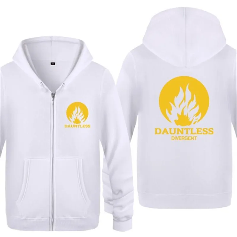 white hoodie 4 Мужские толстовки с капюшоном фильм «Дивергент» с принтом Мужская толстовка на молнии флисовая куртка с длинным рукавом пальто в стиле хип-хоп Мужская Толстовка для катания на коньках зимняя - Цвет: white hoodie 4
