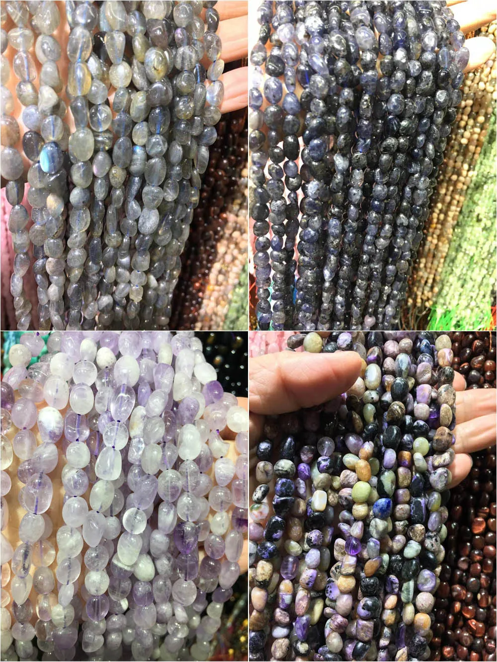 

6X8mm Nature Stone Labradorite iolite Lavender amethyst Chaorite Irregular shape Space Loose Beads For Jewelry Making DIY