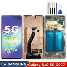 Bloc écran tactile LCD AMOLED avec châssis, 6.7 pouces, pour Samsung Galaxy S10 5G G977 G977B G977U G977N=