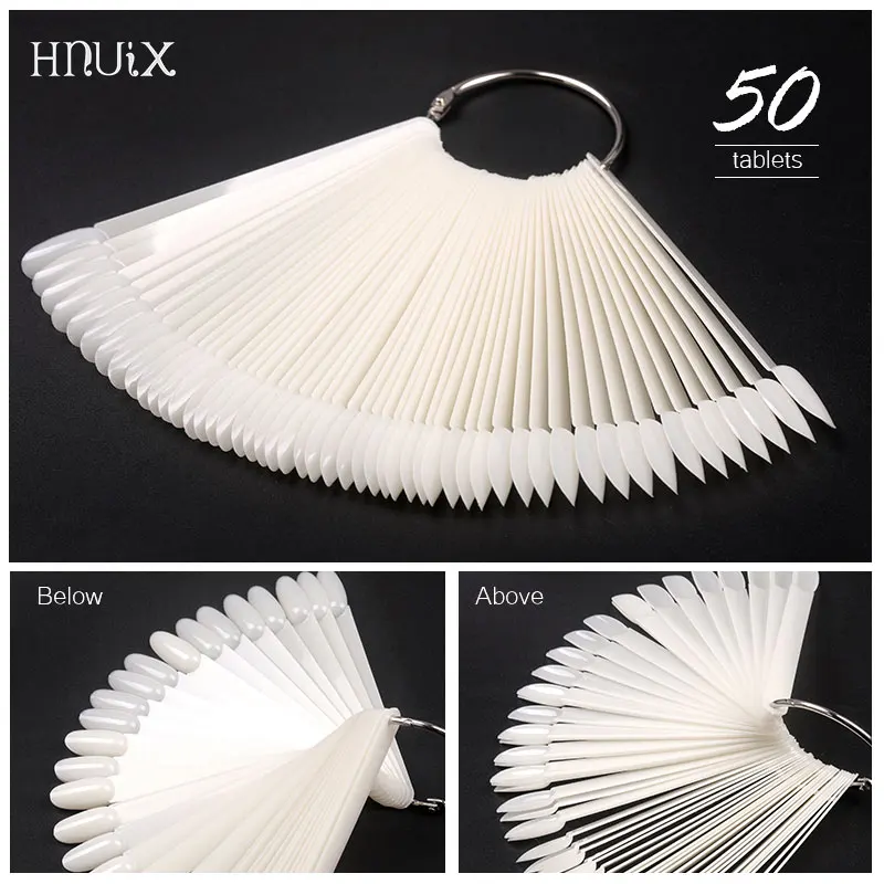 HNUIX 50 шт. белые/прозрачные накладные ногти рекламный щит Веерообразный лак