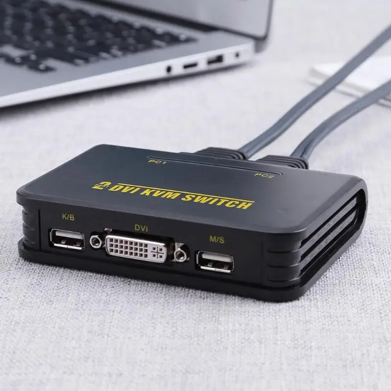 AAAE топ-2 порта Usb 2,0 2 в 1 выход Dvi Kvm переключатель коробка с аудио кабель для монитора клавиатуры мыши компьютера