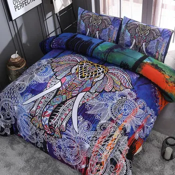 

Bedding Set Colorful Elephant Pillowcase Bed Sheet Bed Cover Soft 2/3 Piece