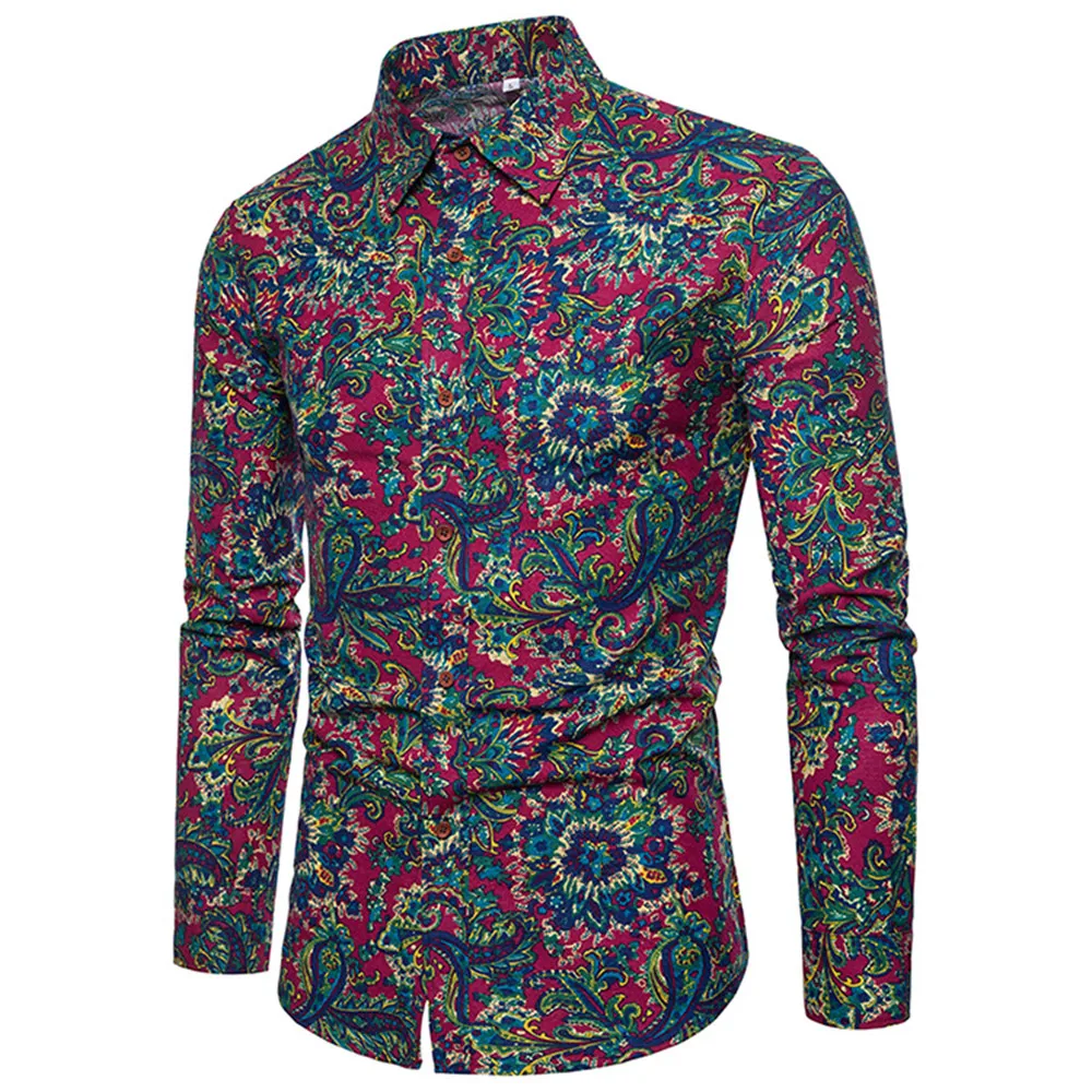 Shirt E Мужской комплект для отдыха, льняные длинные штаны, этнический стиль, пэчворк, мужской костюм, праздничная одежда размера плюс, 5XL, европейская тонкая рубашка, осень, новинка - Цвет: Shirt E