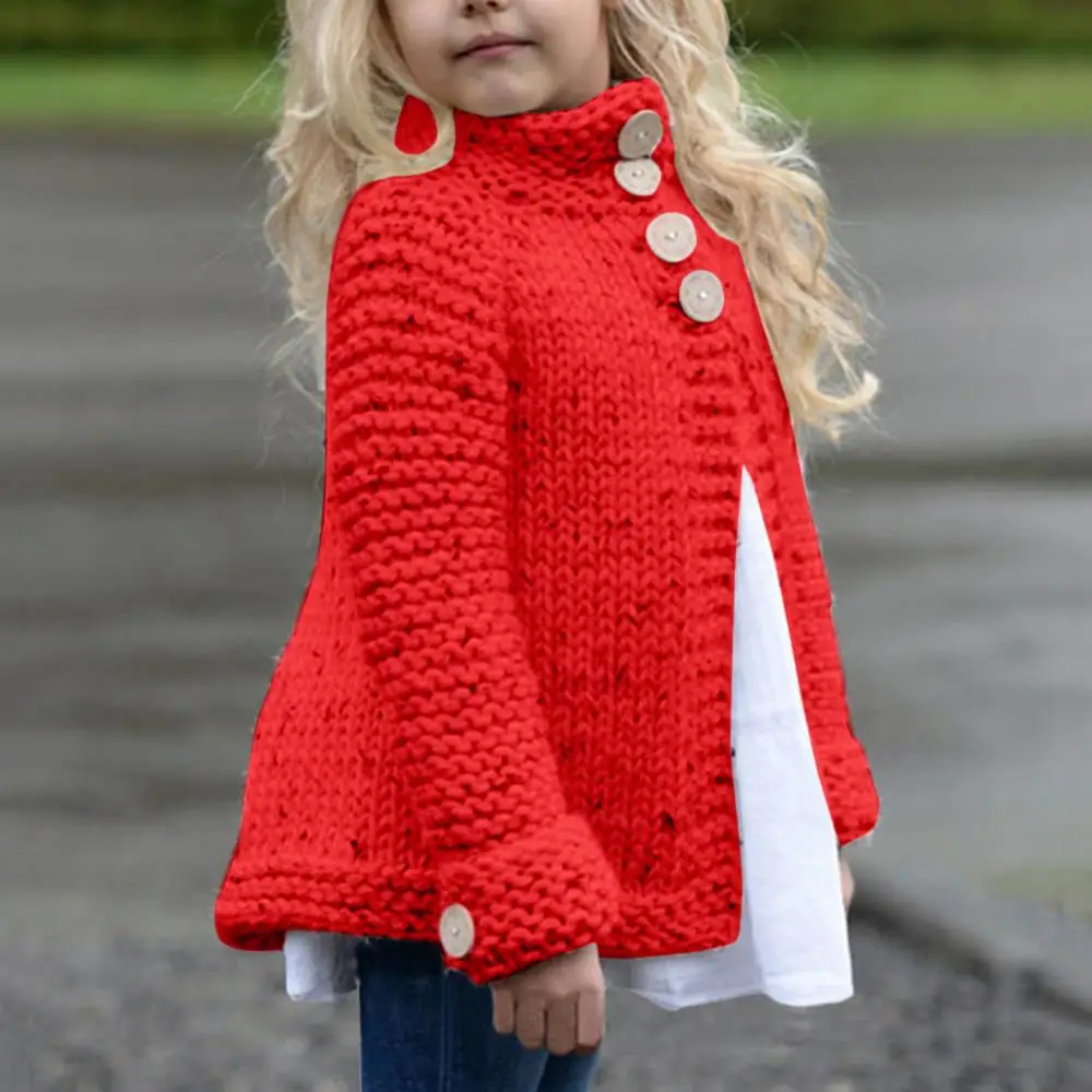 Свитер для маленьких девочек одежда девочек младенцев кнопка вязаный детский свитер, кардиган, пальто, топы для девочек возрастом от От 3 до 7 лет