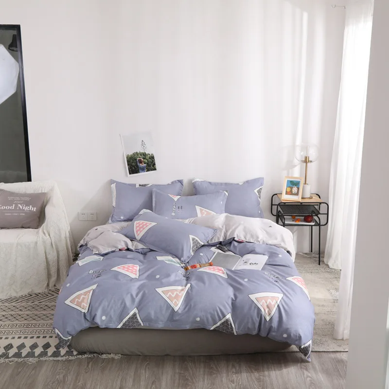 Solid Color Printed Bedding Set Duvet Cover Set Korean Bed Sheet Quilt Duvet Cover With Pillowcases King Queen Twin Full Sizes