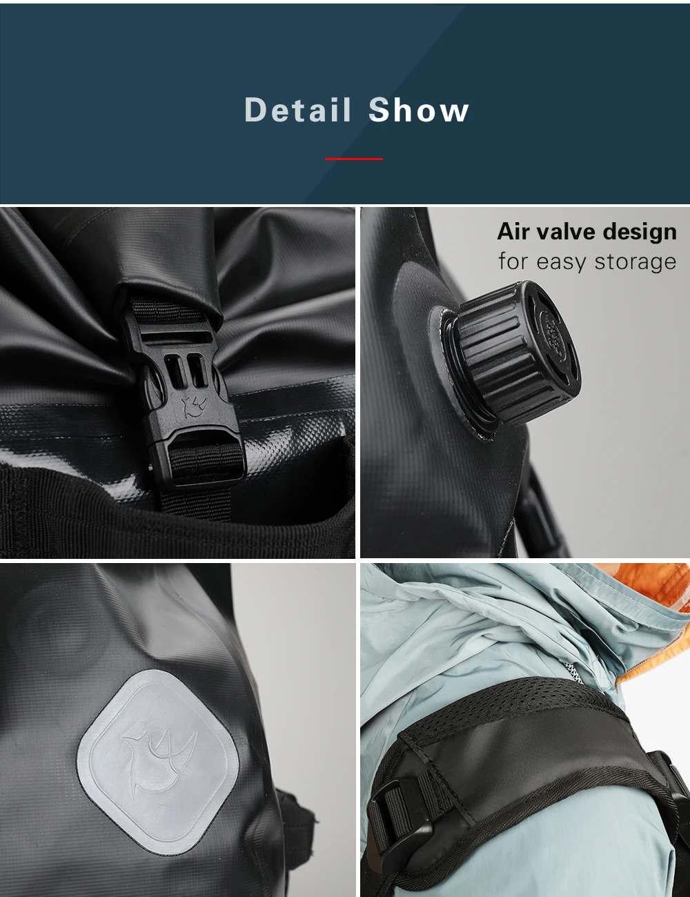 Rhinowalk 65L Cycling Motorcycle Trunk Bags Waterproof Rear Seat Bags Multi-functional Durable High Capacity Travel Luggage Bag (15)