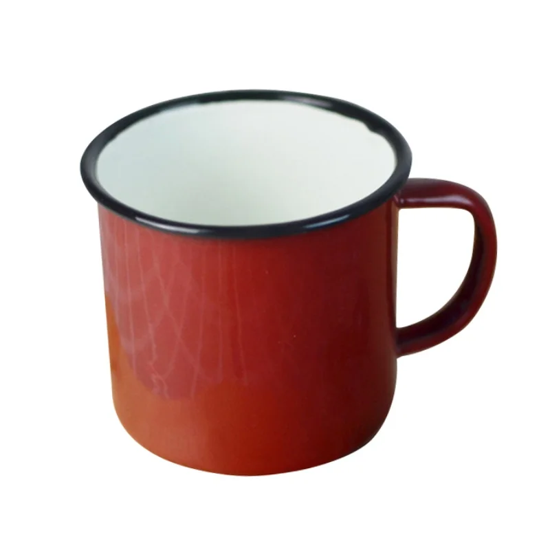 500 мл эмалированная Кружка для чая кофе кружка для напитков высокого качества экологически чистые кружки для напитков чашки сплошной цвет для домашнего офиса - Цвет: Красный
