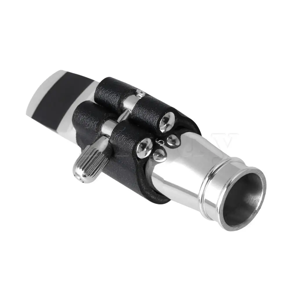Yibuy Серебряный альт саксофон мундштук с кожаным зажимом 6