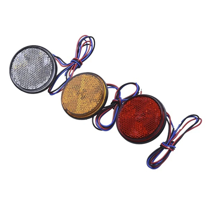 New White/Yellow/White ATV LED Reflectors/Truck Side Warning Light Bulbs 24 SMD Car Round Tail Lights Turn Singal Lamp | Автомобили и