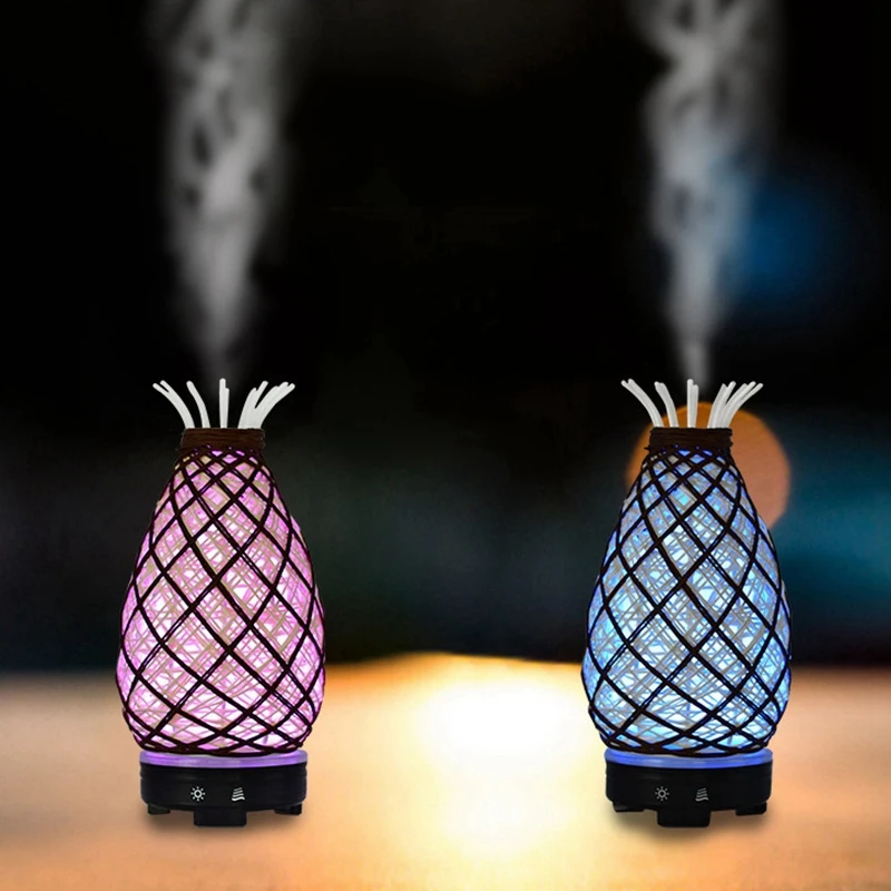 Ароматический диффузор с эфирными маслами ротанга, Красочный светодиодный светильник, увлажнитель воздуха для дома и офиса, лучшие подарки для женщин