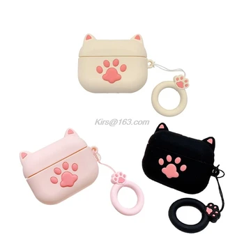 

Cat Claw Protective Cover Silicone Earphone Case with Lanyard for Airpods Pro