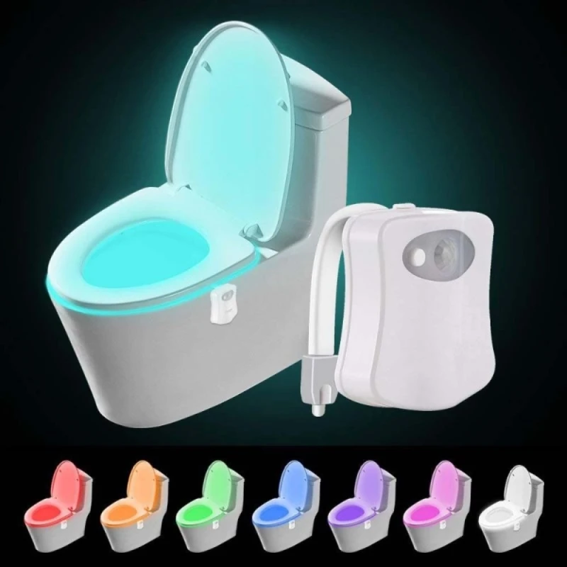 

Smart LED Human Motion Sensor Activated Toilet Night Light Bathroom With 8 Color Toilet Seat Lamp Automatic Sensor Seat Light