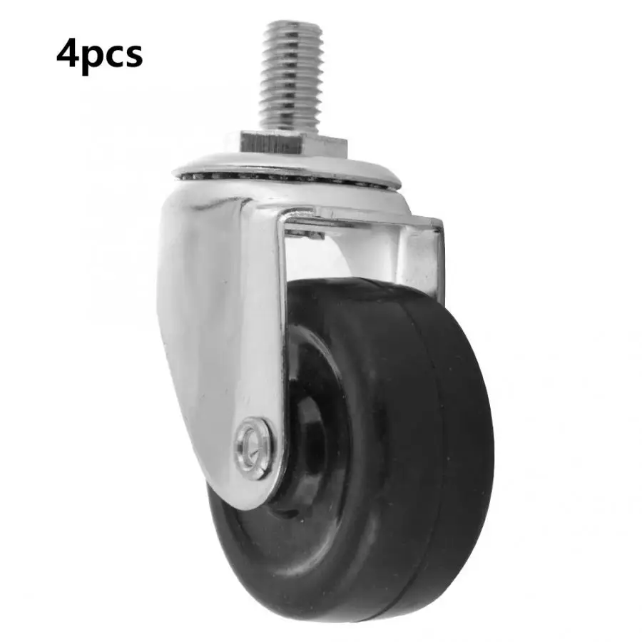 

2 Inch Swivel Caster Rubber Threaded Stem Roller Wheel 4 Pcs/set for Trolley Furniture
