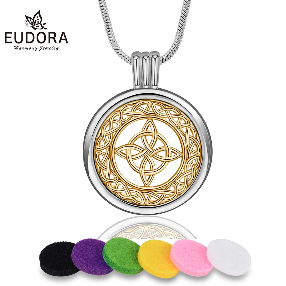 Keltische Halskette, Medaillon mit 6 Pads als Diffuser Schmuck | Aromatherapie