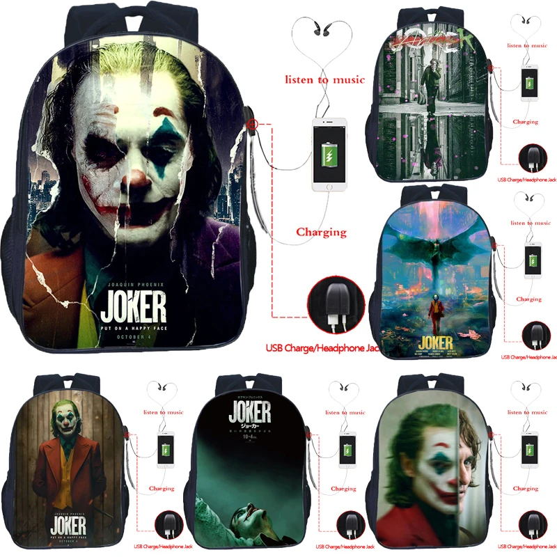 16 Inch High Quality Joker USB Charge School Bags Students School Rucksack Boys Girls USB Charging Joker Travel Backpack Gifts