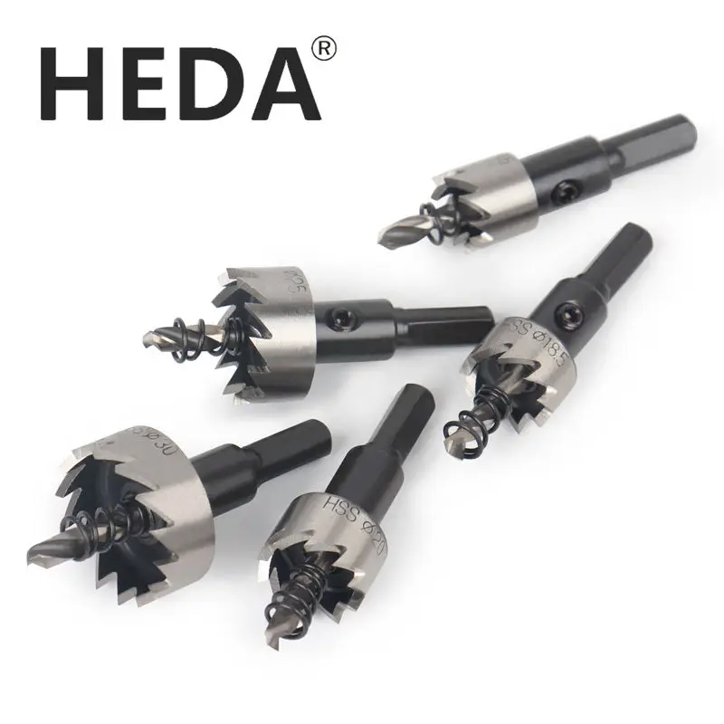 Высокоскоростное стальное сверло HEDA, высокоскоростная стальная кольцевая пила 16/18, 5/20/25/30 мм, 5 шт./компл. для железа, нержавеющей стали, металла, алюминия
